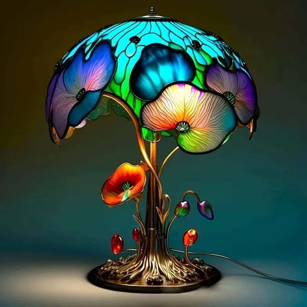 Boho Chic Mushroom Lamp with Flowers