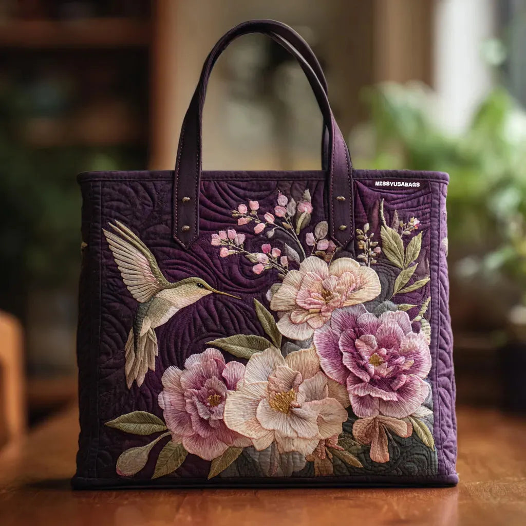 Håndlaget sekk med blomster